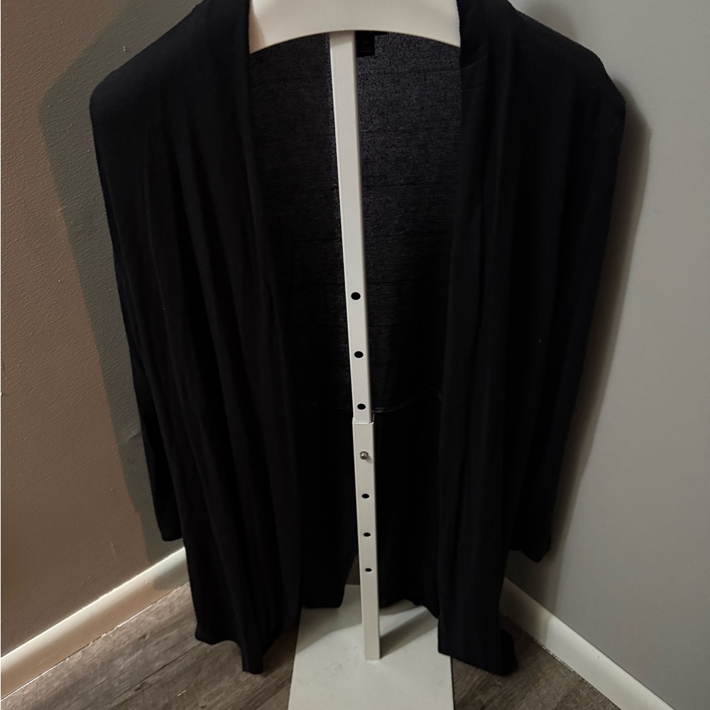 Black Open Front long lightweight Cardigan